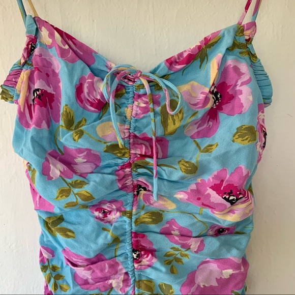 Zara Draped Ruched Floral Mini Dress - Picture 8 of 15